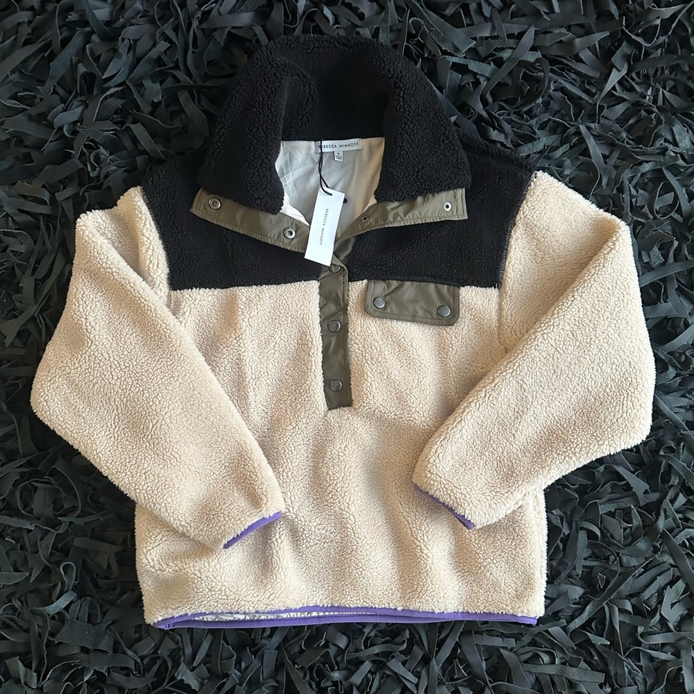 Rebecca Minkoff Colorblock Sherpa Fleece Pullover (NWT)